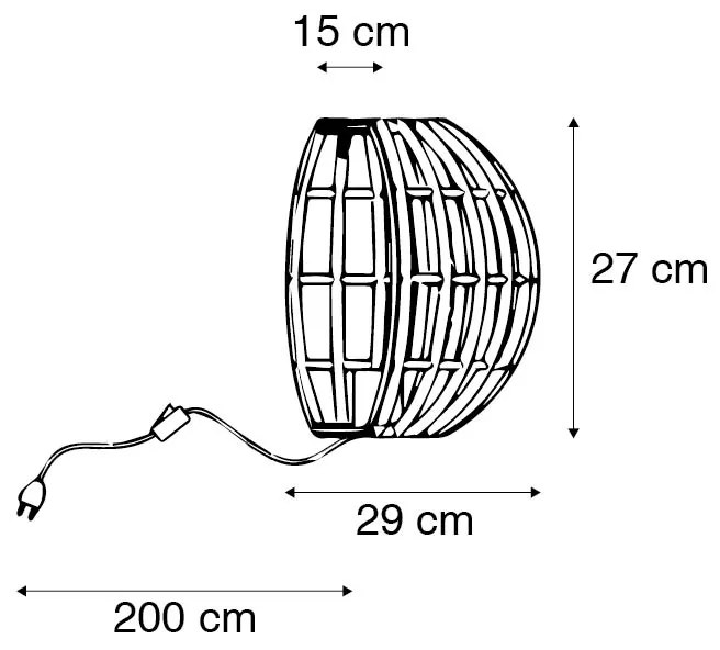 Landelijke wandlamp bamboe - Canna Landelijk E27 rond Binnenverlichting Lamp