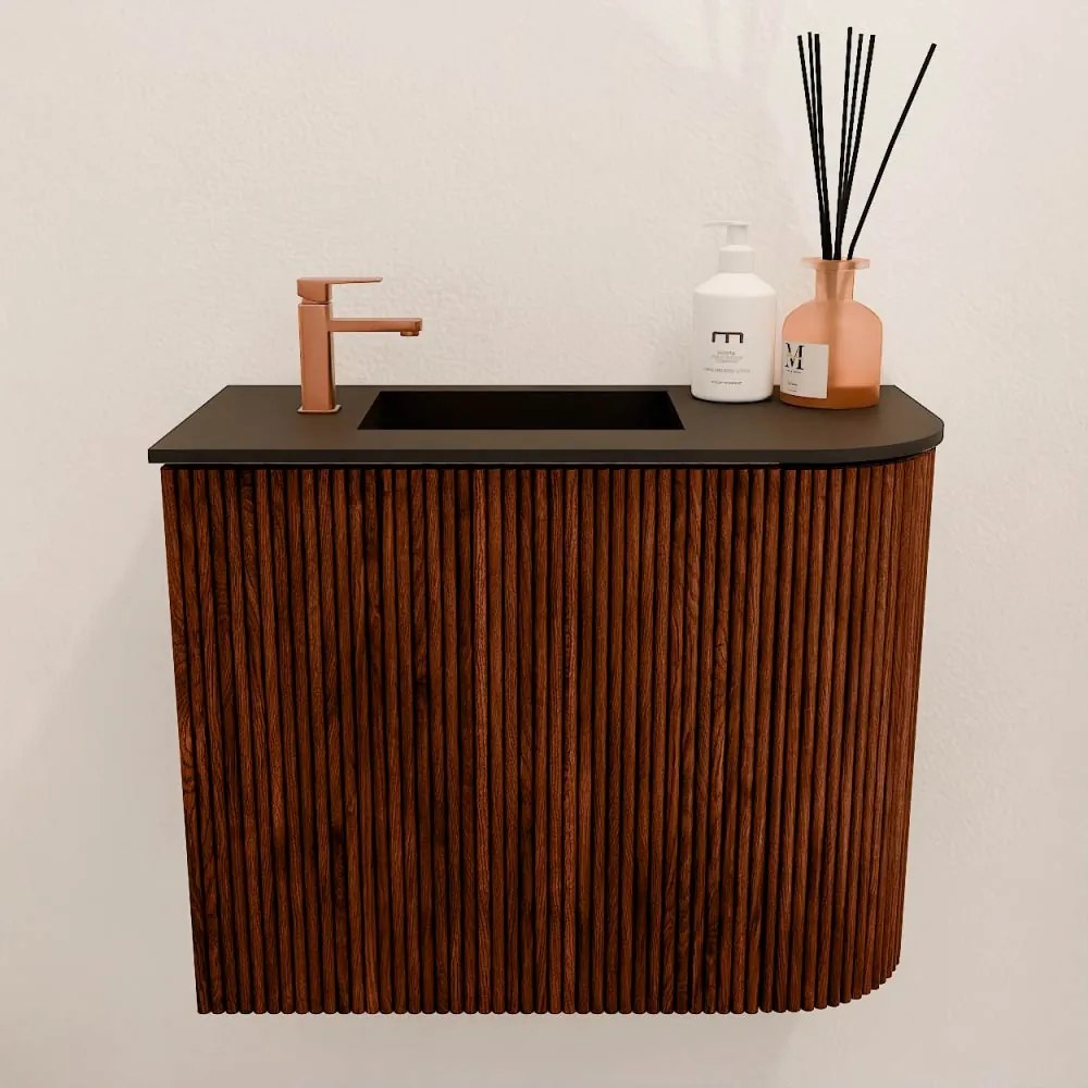 Mondiaz Joya 50cm toiletmeubel ronding rechts ruby met wastafel faye links 1 kraangat urban