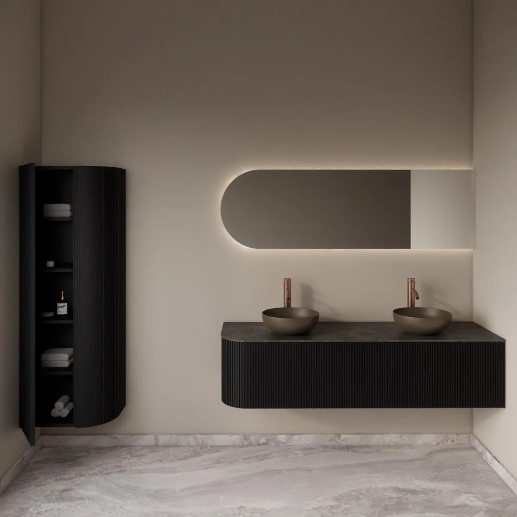Gliss Design Alluro kolomkast 160cm met ronding rechts black veneer