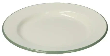 Bord, emaille, groengrijs/wit,Ø 22 cm
