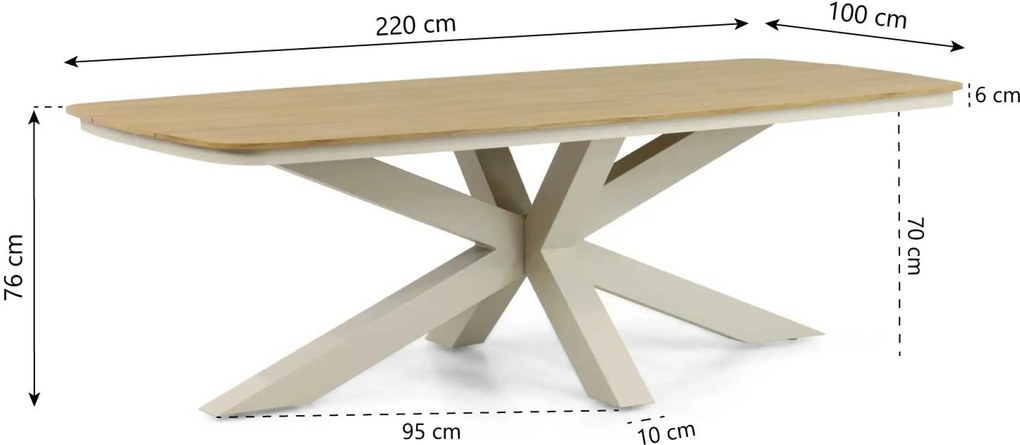 Dining Tuintafel rechthoekig 220 x 100 cm Taupe Camila