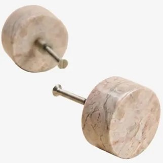 Set Van 2 Handgrepen Van Natuursteen En Roestvrij Staal Jareia Beige Marmer Panther - Sklum