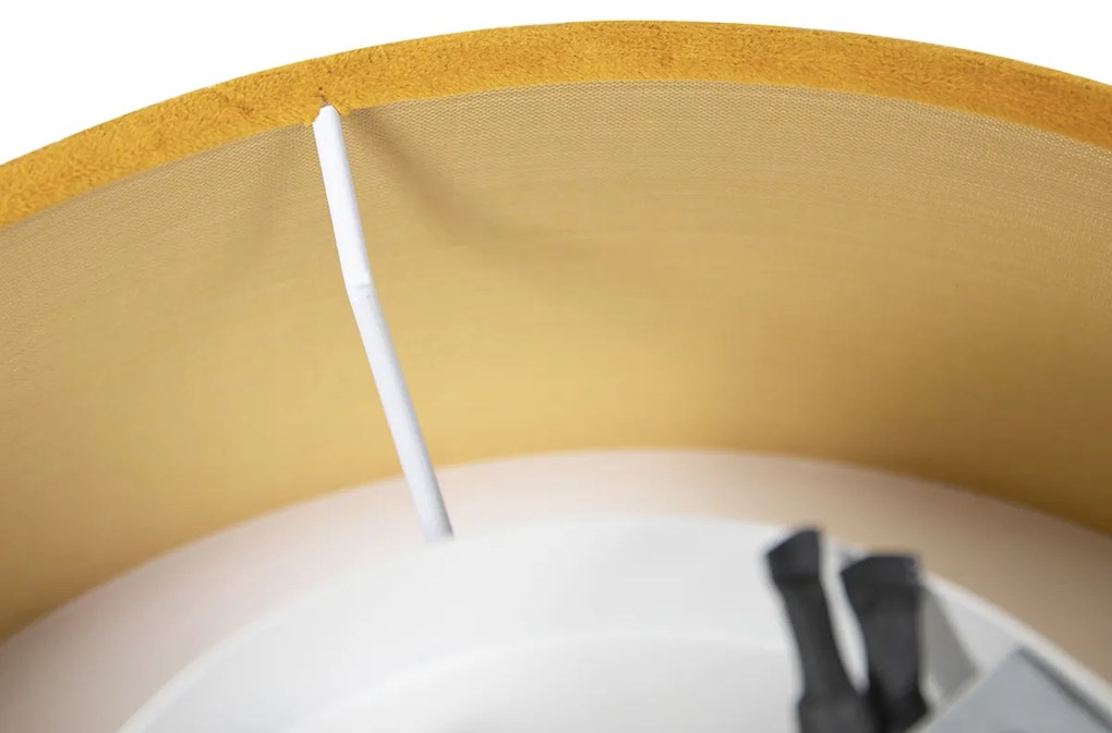 Moderne plafondlamp oker 30 cm met gouden binnenkant - Drum