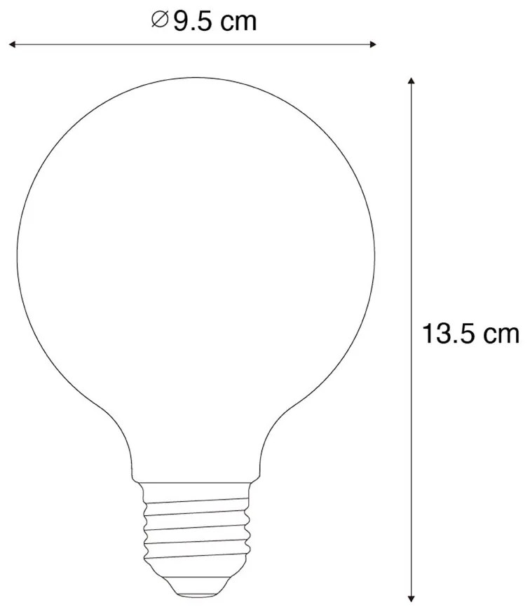 Set van 5 E27 dimbare LED spiraal filament G95 4W 270 lm 2700K