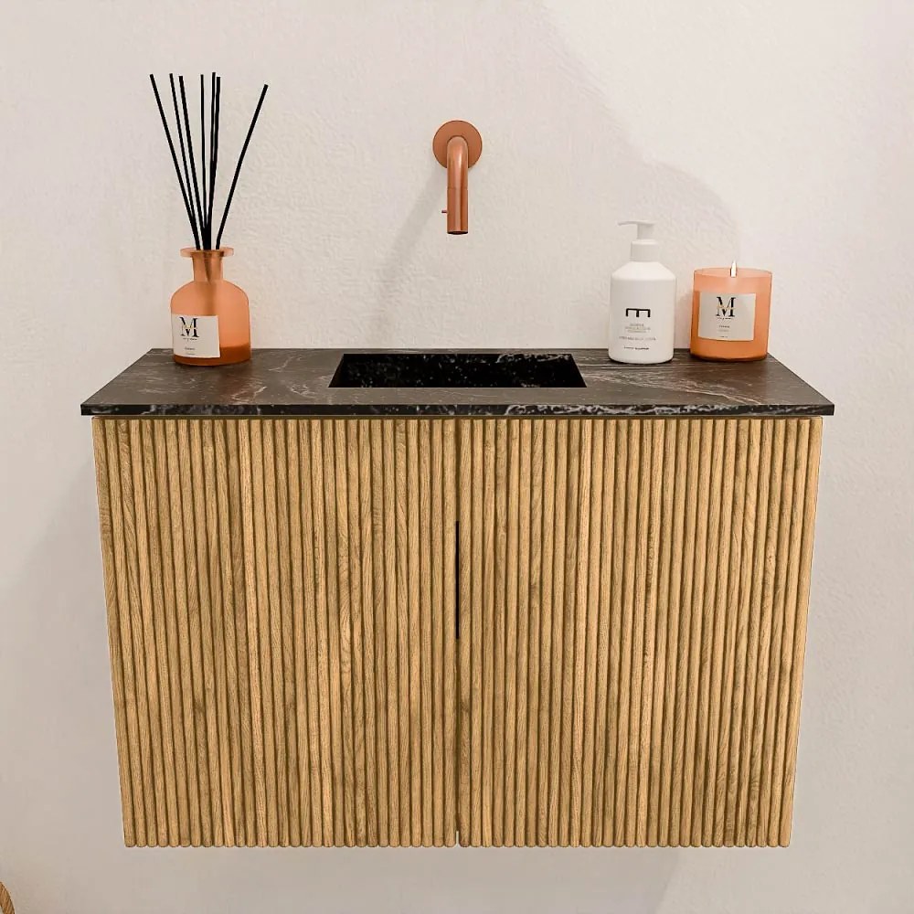 Mondiaz Joya DLux 60cm toiletmeubel oak met wastafel faye midden zonder kraangat lava