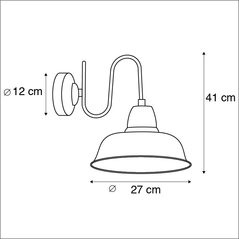 Industriële wandlamp roest met gouden binnenkant - Factory