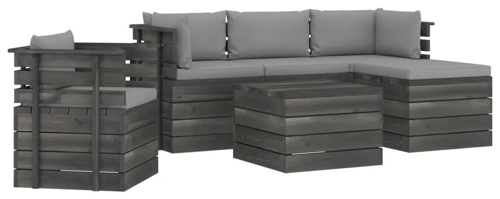 vidaXL 6-delige Loungeset met kussens pallet massief grenenhout