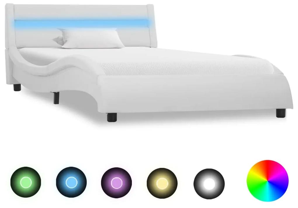 vidaXL Bedframe met LED kunstleer wit 100x200 cm