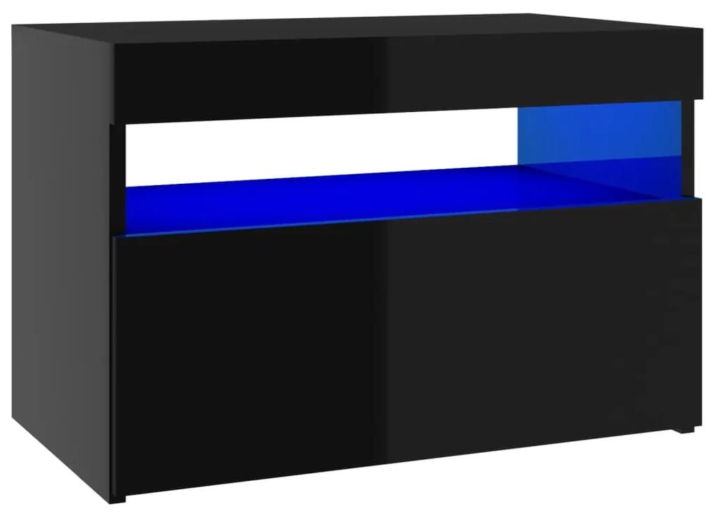 vidaXL Nachtkastje met LED-verlichting 60x35x40 cm hoogglans zwart