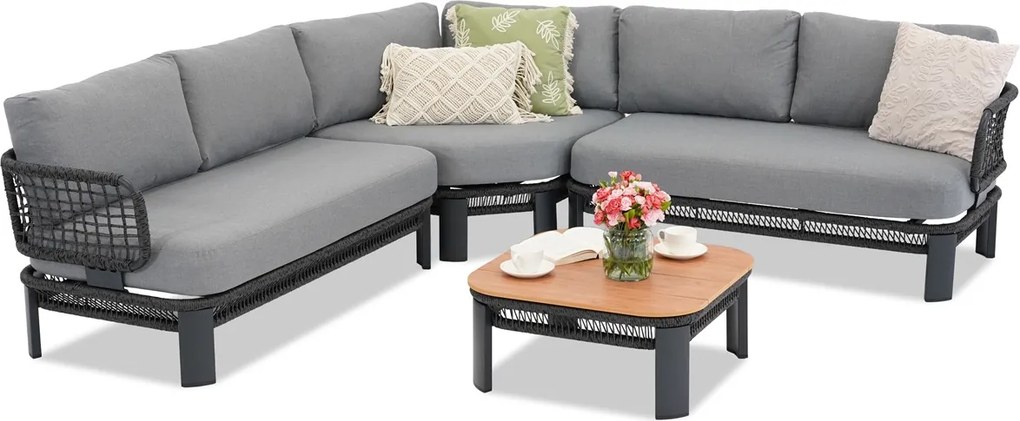 Tuinmeubelset met hoekbank Ravello Corner 5 antraciet Garden Point