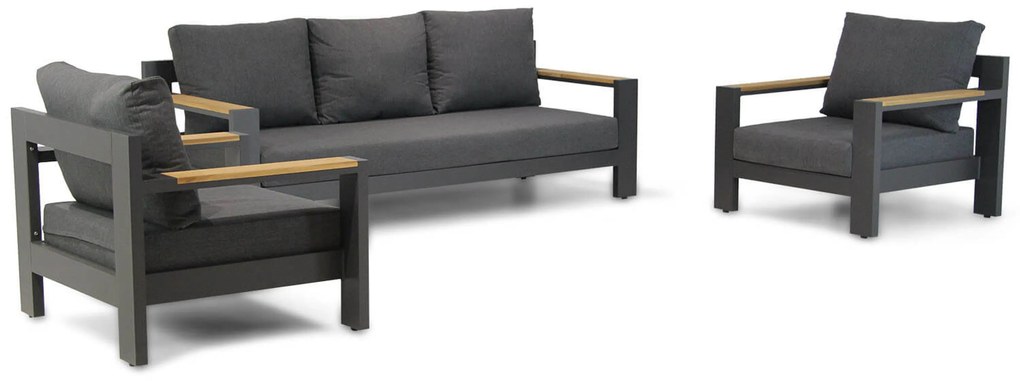 Stoel en Bank Loungeset 5 personen Aluminium Grijs Lifestyle Garden Furniture Milano