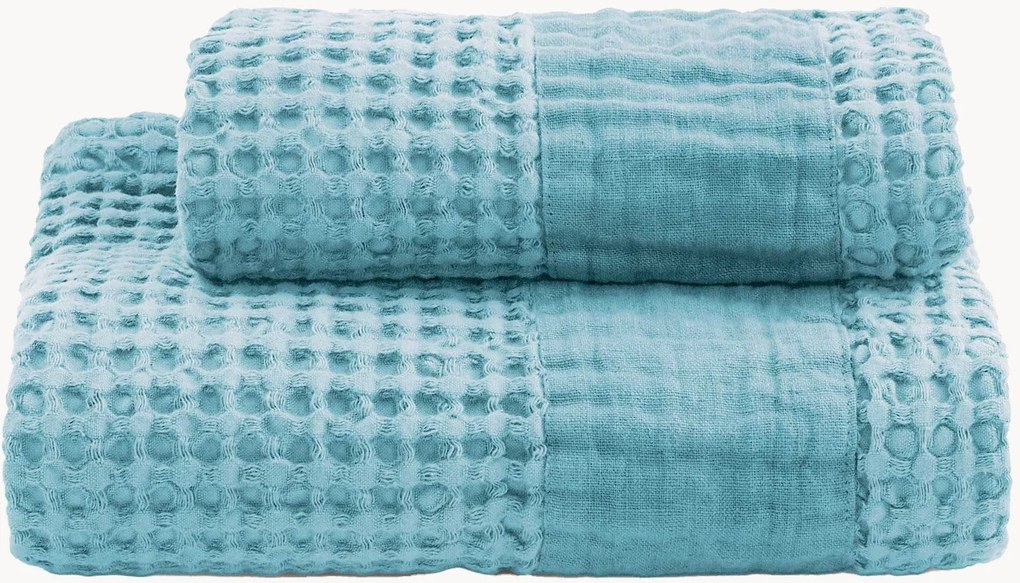 Honeycomb handdoekenset Zeno met linnen rand, 2-delig
