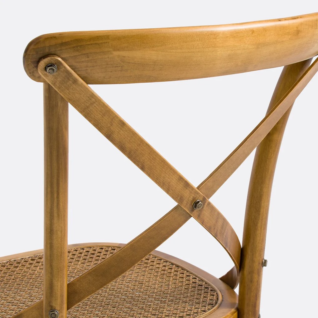 Set van 2 stoelen, hout en riet Cedak
