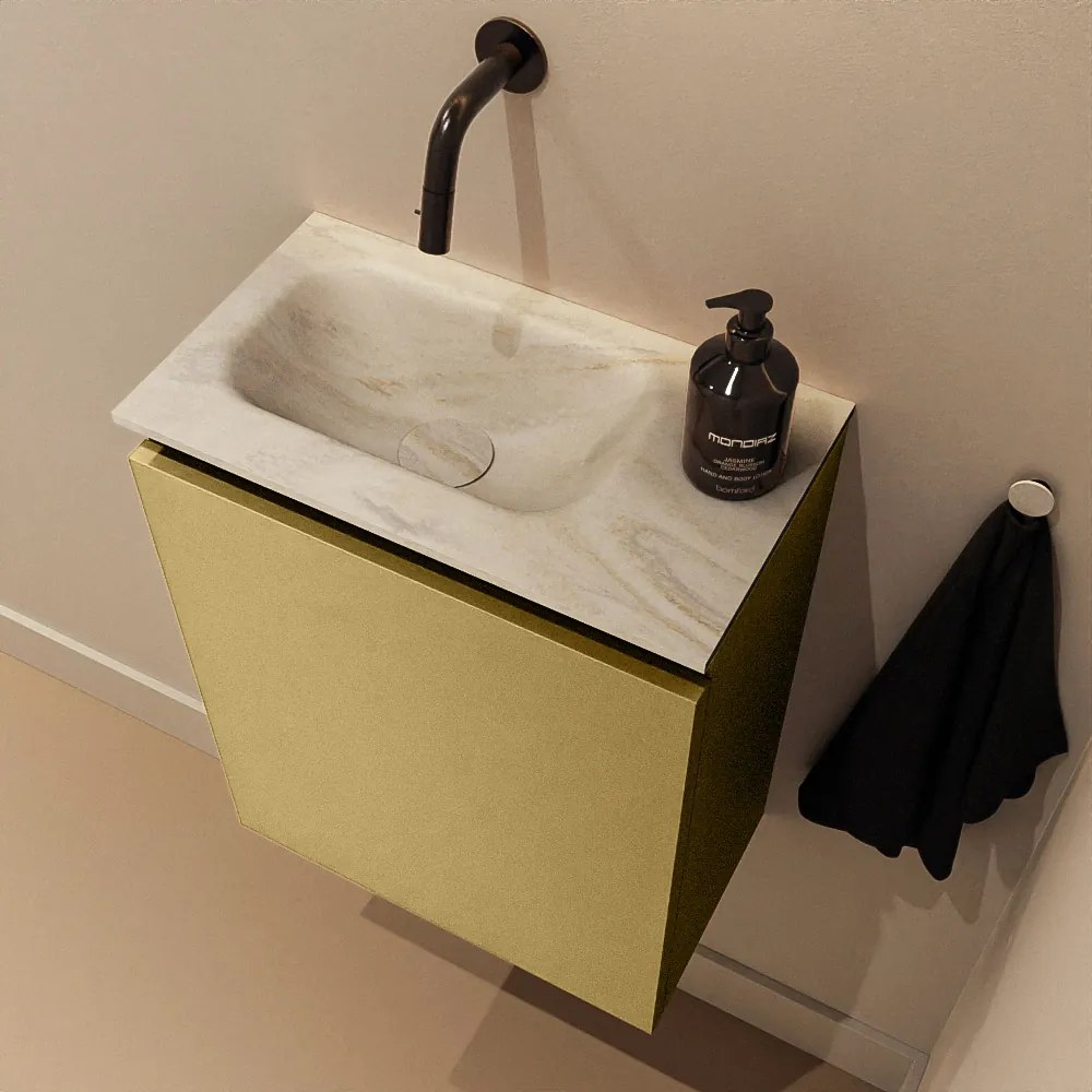 Mondiaz Ture DLux toiletmeubel 40cm oro met wastafel ostra links zonder kraangat