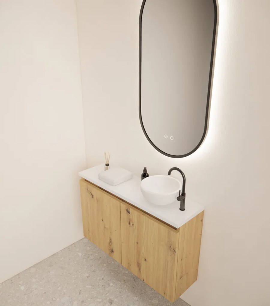 Gliss Design Echo toiletmeubel 80cm artisan eiken met toppaneel wit mat