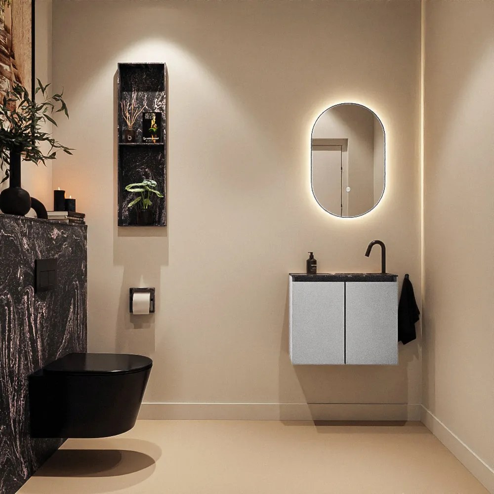 Mondiaz Ture DLux toiletmeubel 60cm plata met wastafel lava rechts met kraangat