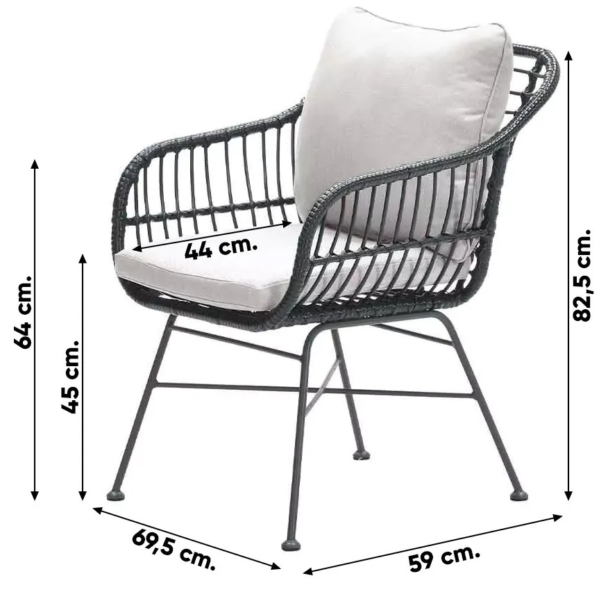 GI Margriet wicker dining tuinstoel - Zwart