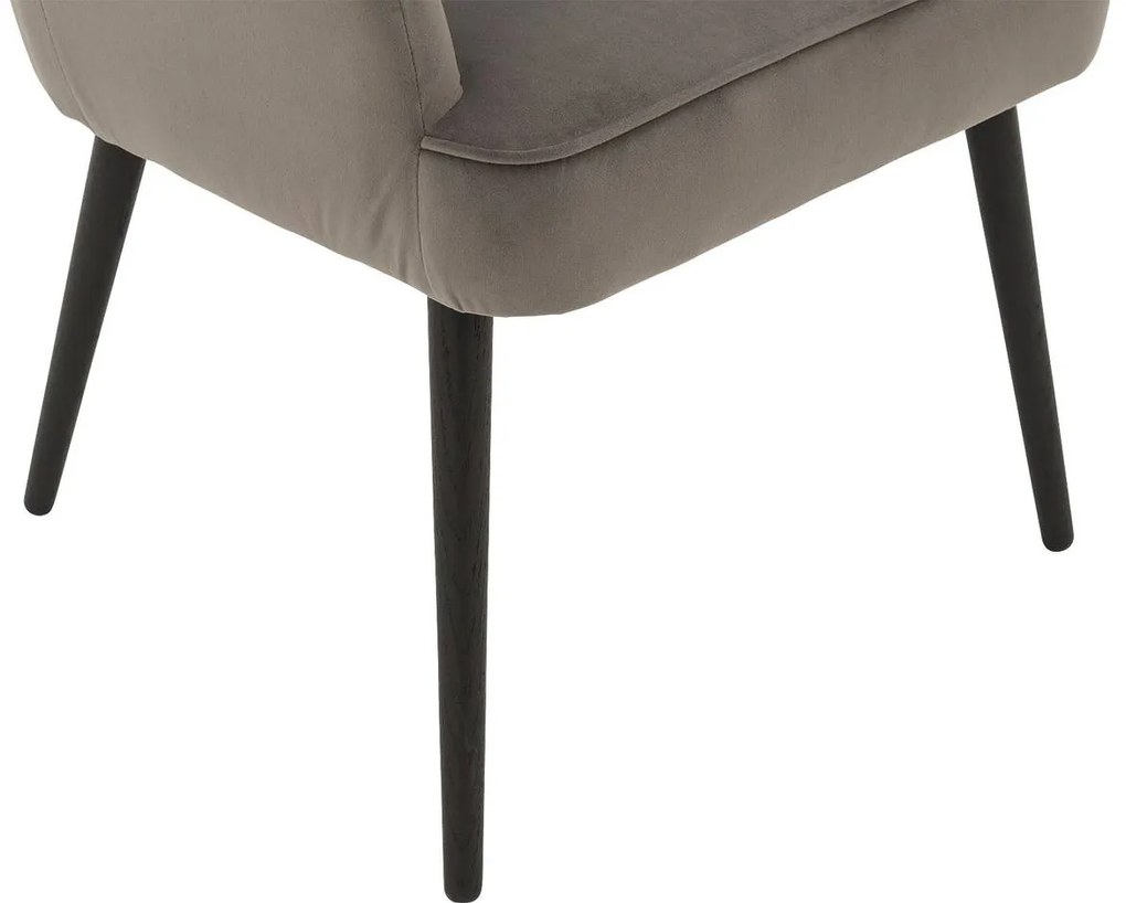 Goossens Eetkamerstoel Rob grijs velvet stof met armleuning, urban industrieel