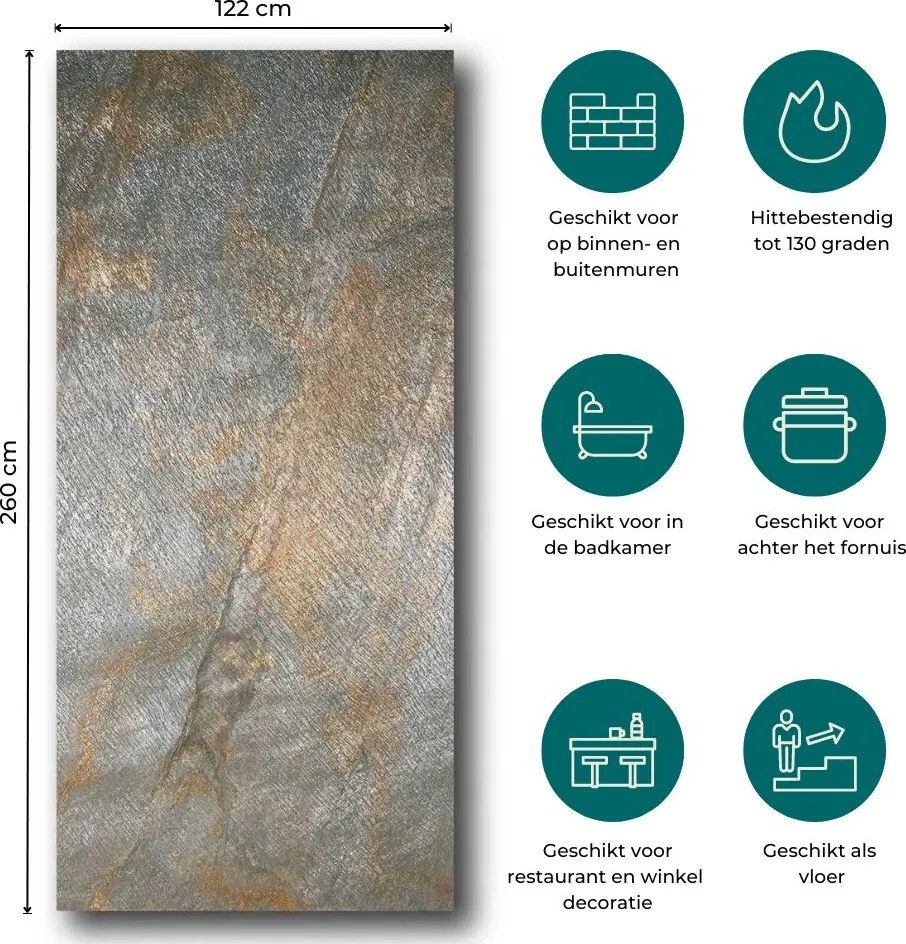 Natuursteen Wandpaneel Deoli Green 260x122x0,2cm | Paneli Natuursteen Wandpanelen