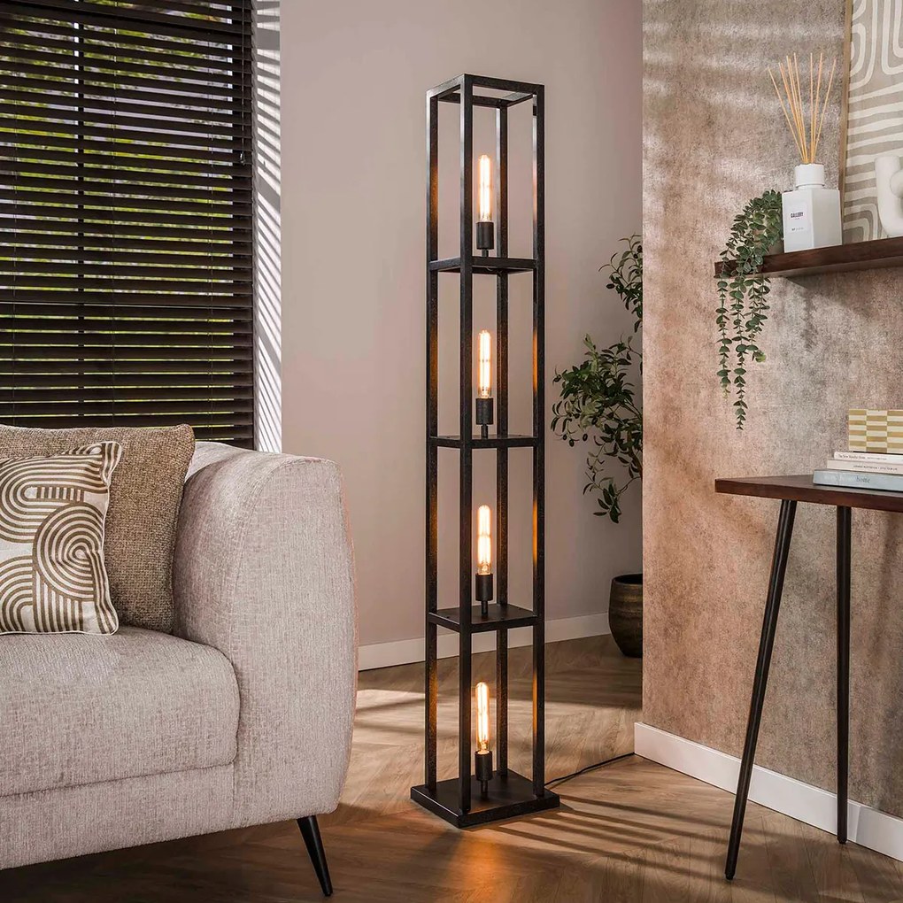 Vloerlamp 4-lichts Zwart