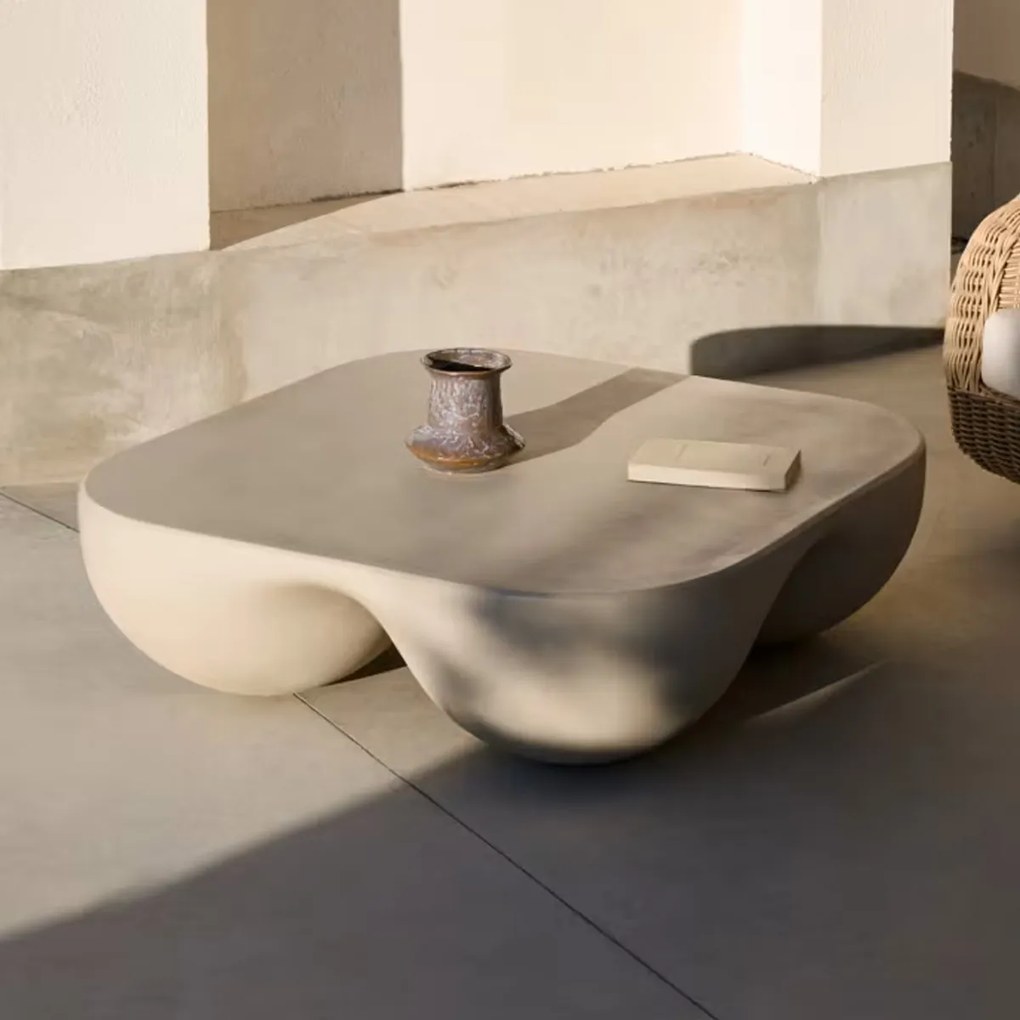 Kave Home Colba Japandi Salontafel Polystone Cement - 100 X 100cm.