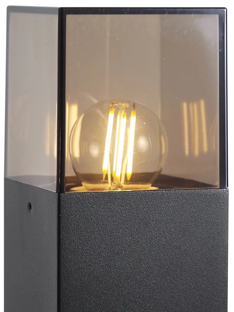 Modern buiten paaltje zwart met smoke glas 70cm met schemersensor IP44 - Denmark Modern E27 IP44 Buitenverlichting