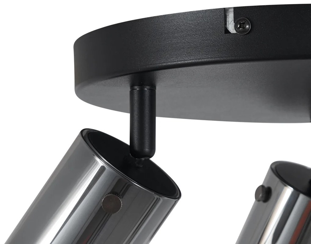 PlafondSpot / Opbouwspot / Plafondspot gunmetal rond 3-lichts draai- en verstelbaar - Drain Modern GU10 Binnenverlichting Lamp