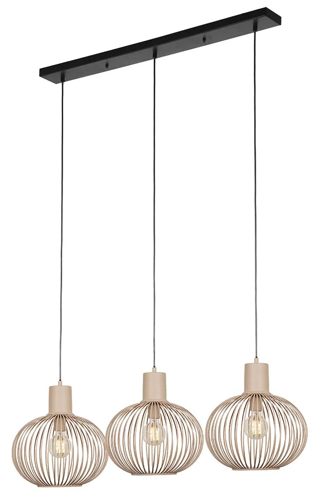 Moderne draad hanglamp zwart met beige 3-lichts - Gila