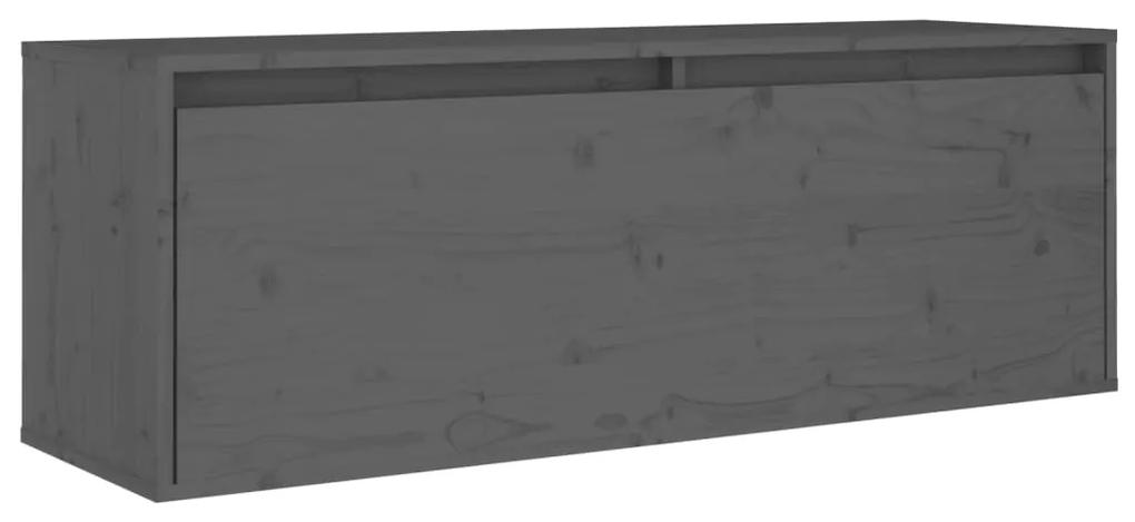 vidaXL Wandkast 100x30x35 cm massief grenenhout grijs
