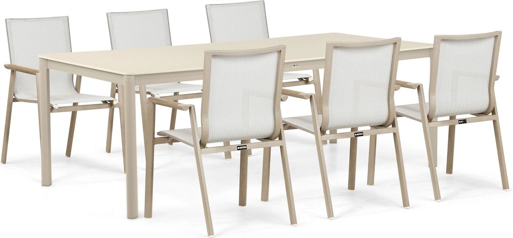 Tuinset 6 personen 220 cm Aluminium Zand/Beige Lifestyle Garden Furniture Fiora/Como