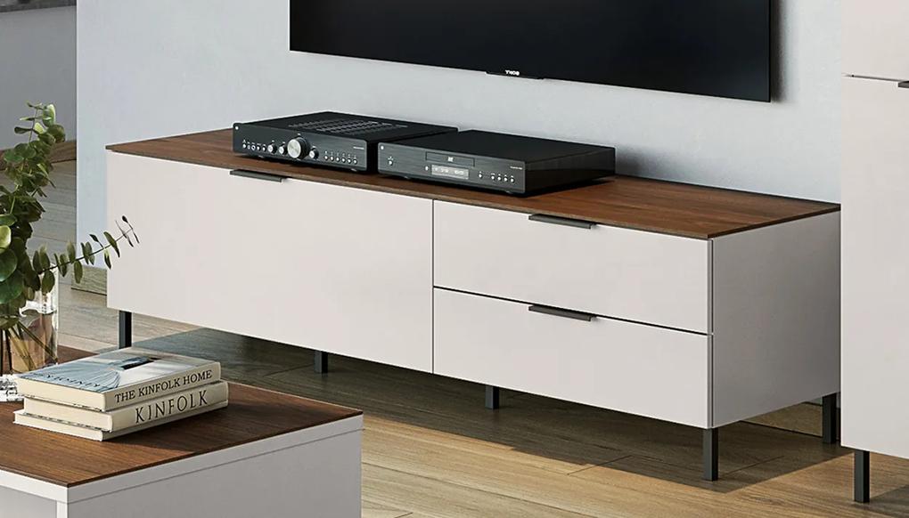 24Designs Star TV-meubel – B164 X D47 X H47 Cm – Beige/Walnoot