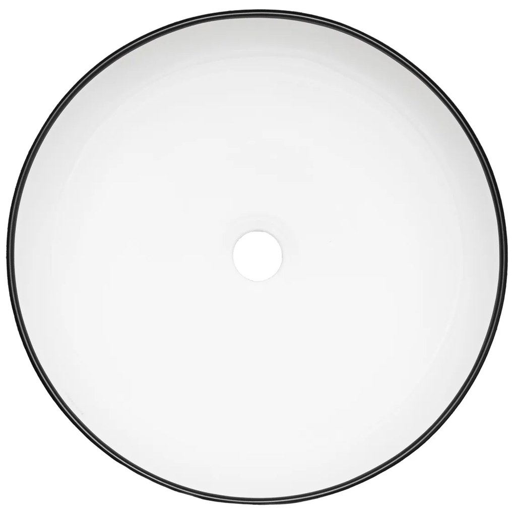 Kerra KR98 waskom rond wit met zwarte rand 41.5x41.5x13cm