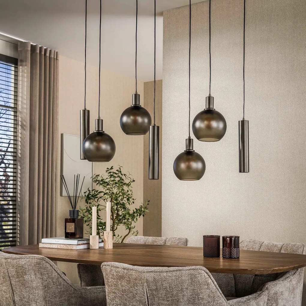 Design Hanglamp Met Glazen Bollen Bruin