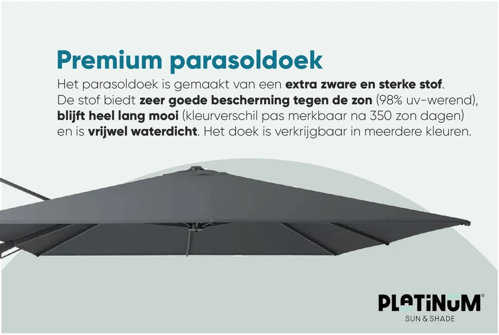 Platinum Challenger rechthoek zweefparasol T2 Premium - 2,6 x 3,5 m. - Manhattan