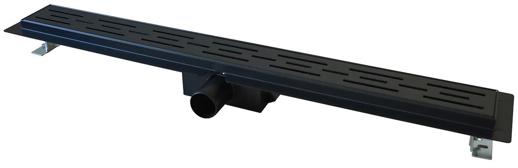 Saniclear Nero douchegoot 80cm met flens zwart mat