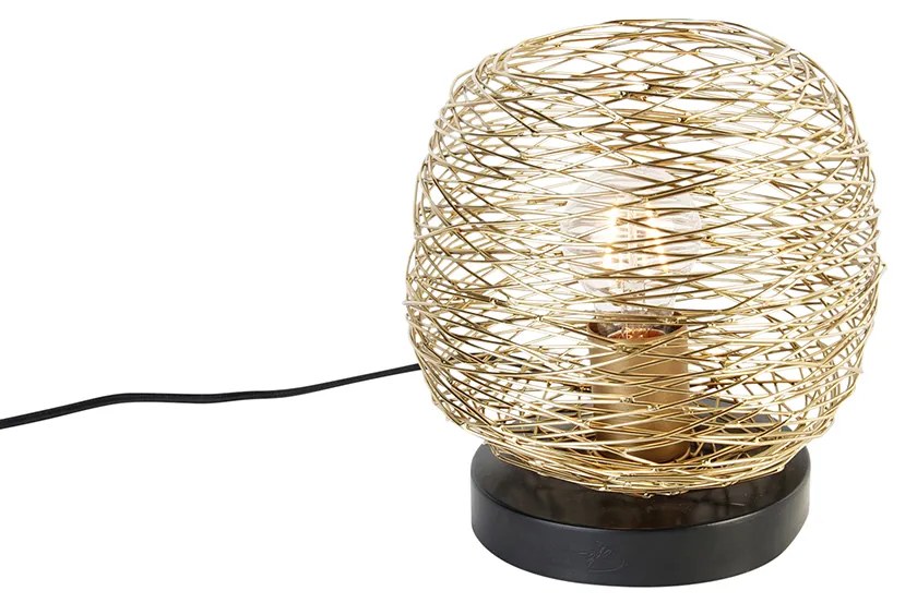 Design tafellamp goud met zwart 20 cm - Sarella Design E27 rond Binnenverlichting Lamp