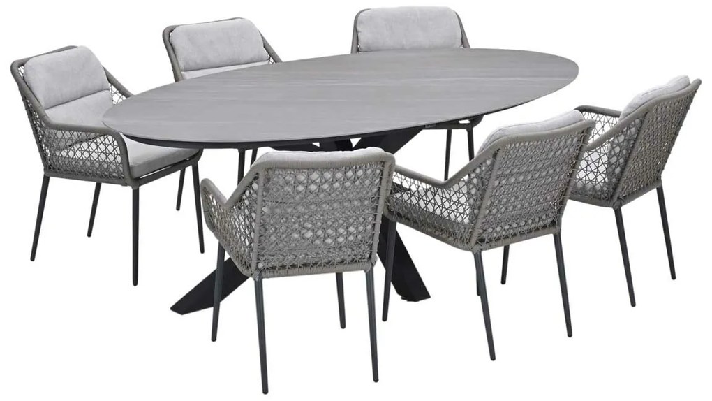 Garden Impressions Pemba tuinset 7-delig - Scot tuintafel Napoli sand 230x115 cm
