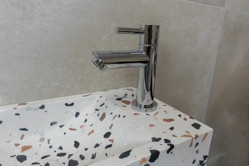 Saniclear Terrazzo fonteinset met rechte kraan in chroom