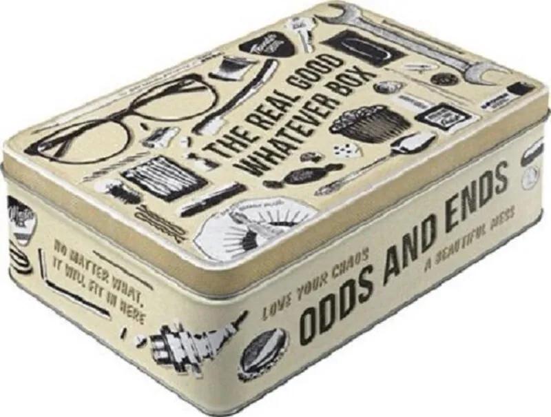 Retro voorraaddoos platte Whatever Odds & Ends Box – nostalgisch cadeau-idee, metalen doos met deksel, vintage design, 2,5 l