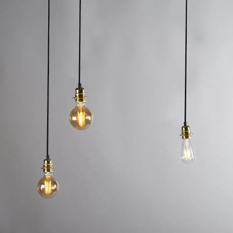 Retro hanglamp zwart 3-lichts - Granny Frame Retro Minimalistisch E27 Draadlamp rond Binnenverlichting Lamp