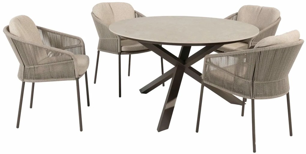 Taste by 4 Seasons Florence tuinset terre met Prado tafel keramiek 130 cm Tuinstoel   bruin weerbestendig