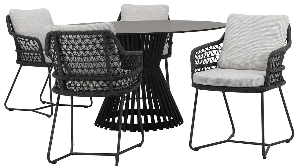 Taranto Pasadena dining tuinset 140xH75 cm 5 delig antraciet