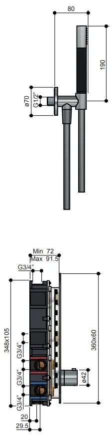 Hotbath Cobber IBS24CR inbouwdouche met 3s handdouche, 30cm plafondbuis en 30cm hoofddouche chroom