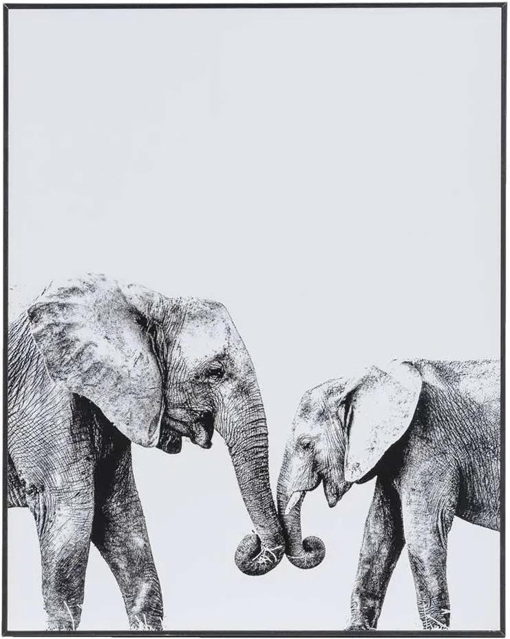 Schilderij Olifanten Liefde - zwart/wit/grijs - 40x50 cm - Leen Bakker