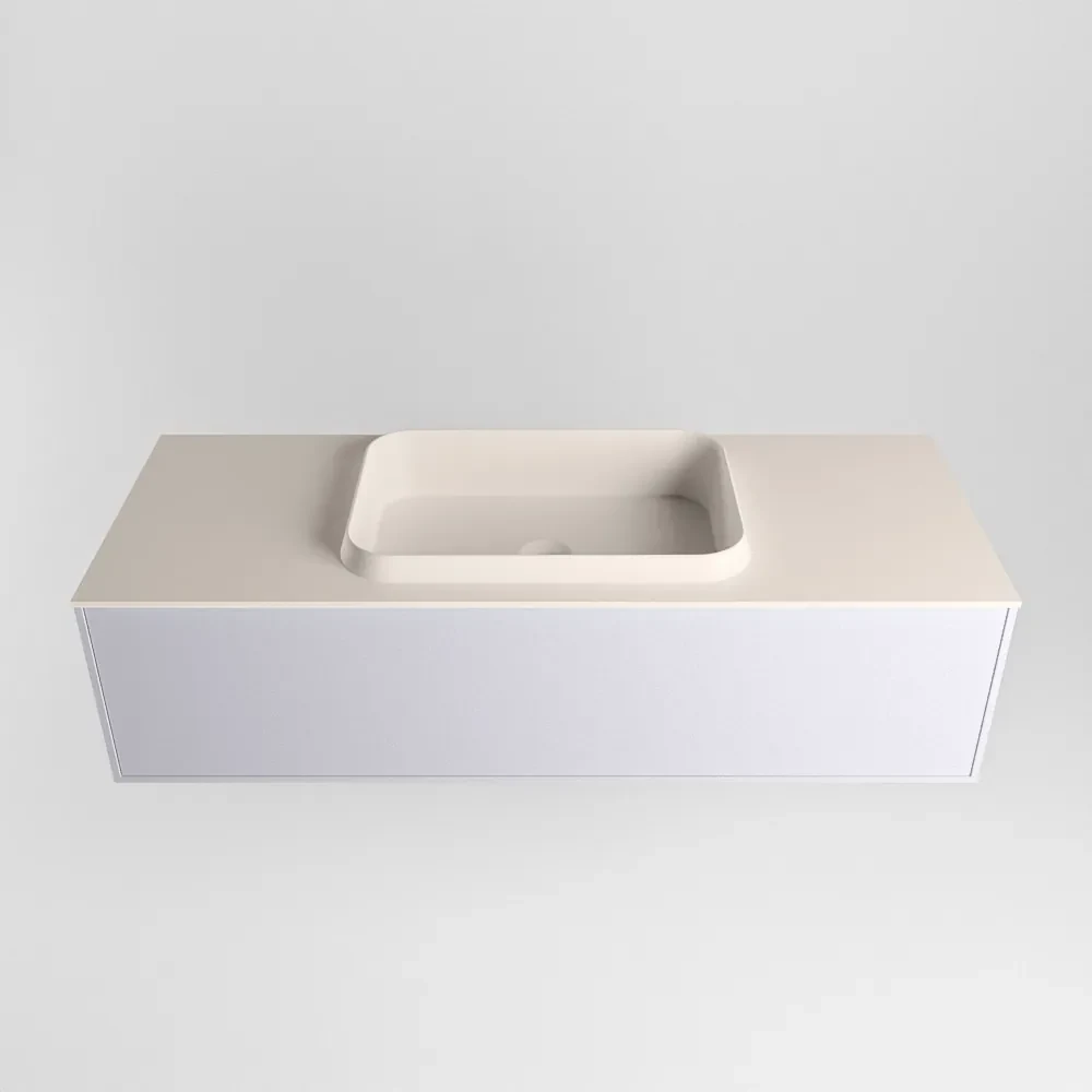 Mondiaz Erin 120cm badmeubel Cale met 1 lade en beige wastafel midden zonder kraangaten