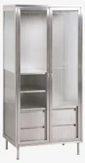 [*]kast 85x180 Cm Van Staal En Glas Paoline Cancel & Geborsteld Grijs - Sklum