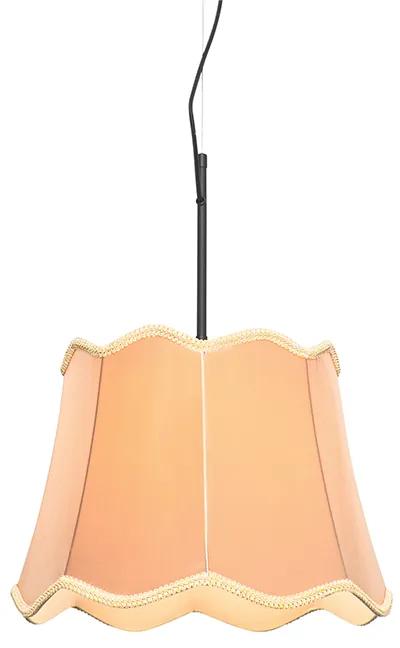 Stoffen Klassieke hanglamp zwart met lampenkap goud - Nona Klassiek / Antiek E27 rond Binnenverlichting Lamp