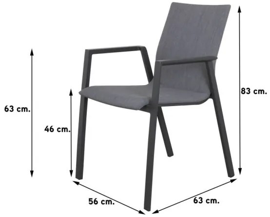 Lima/Kings tuinset antraciet - 180x100 cm.