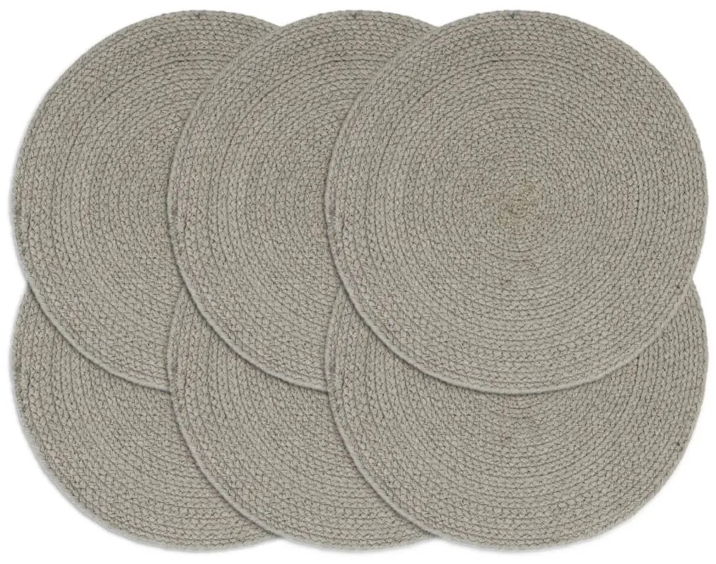 vidaXL Placemats 6 st rond 38 cm katoen effen grijs