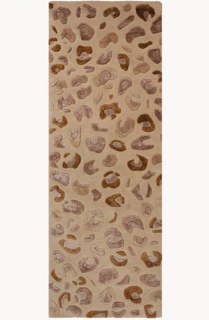Handgetufte hoog-laag viscose loper Leopard Print